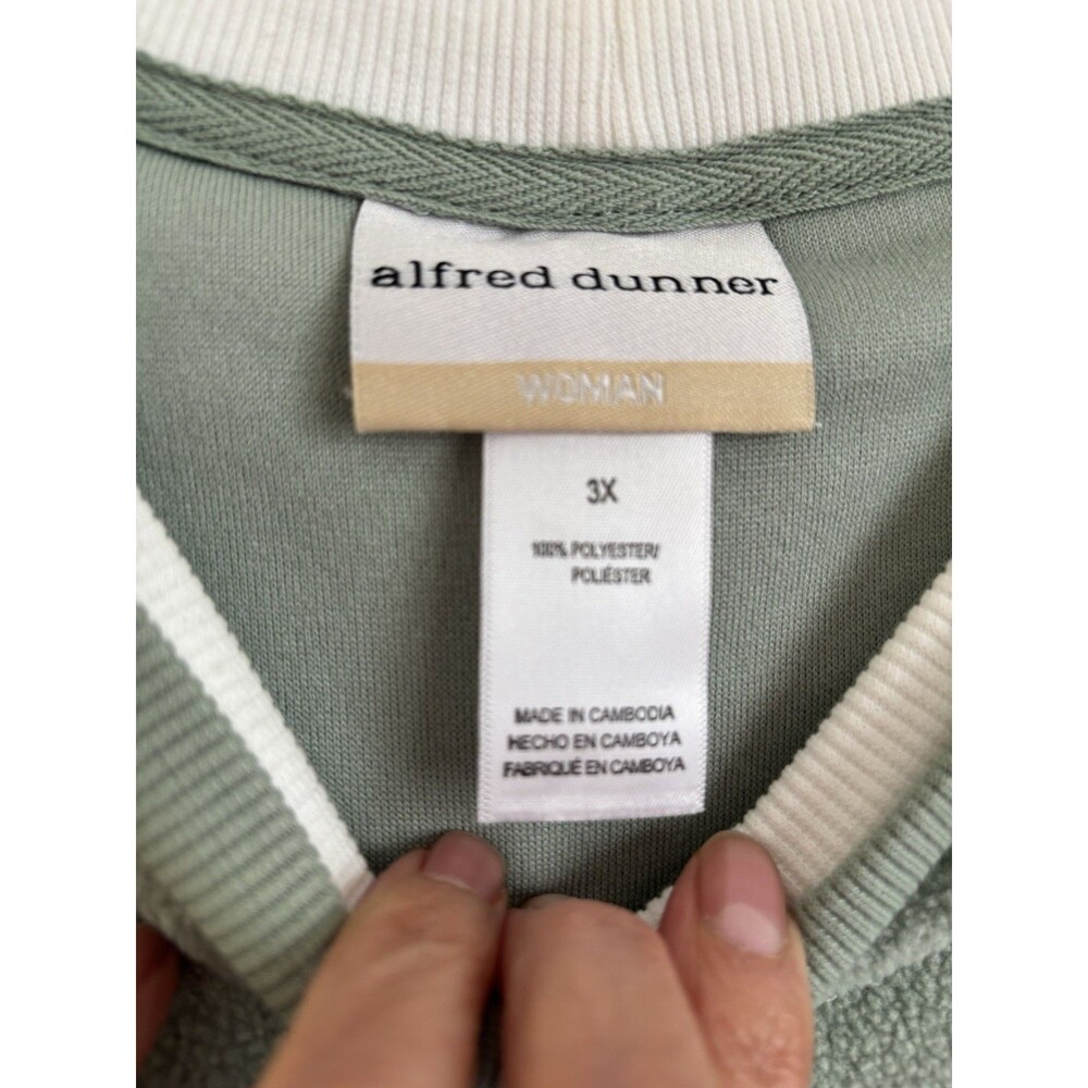 ALFRED DUNNER PLUS SIZE 3X GREEN SWEATER PULLOVER CREW NECK FLEECE LONG SLEEVE - Picture 7 of 7